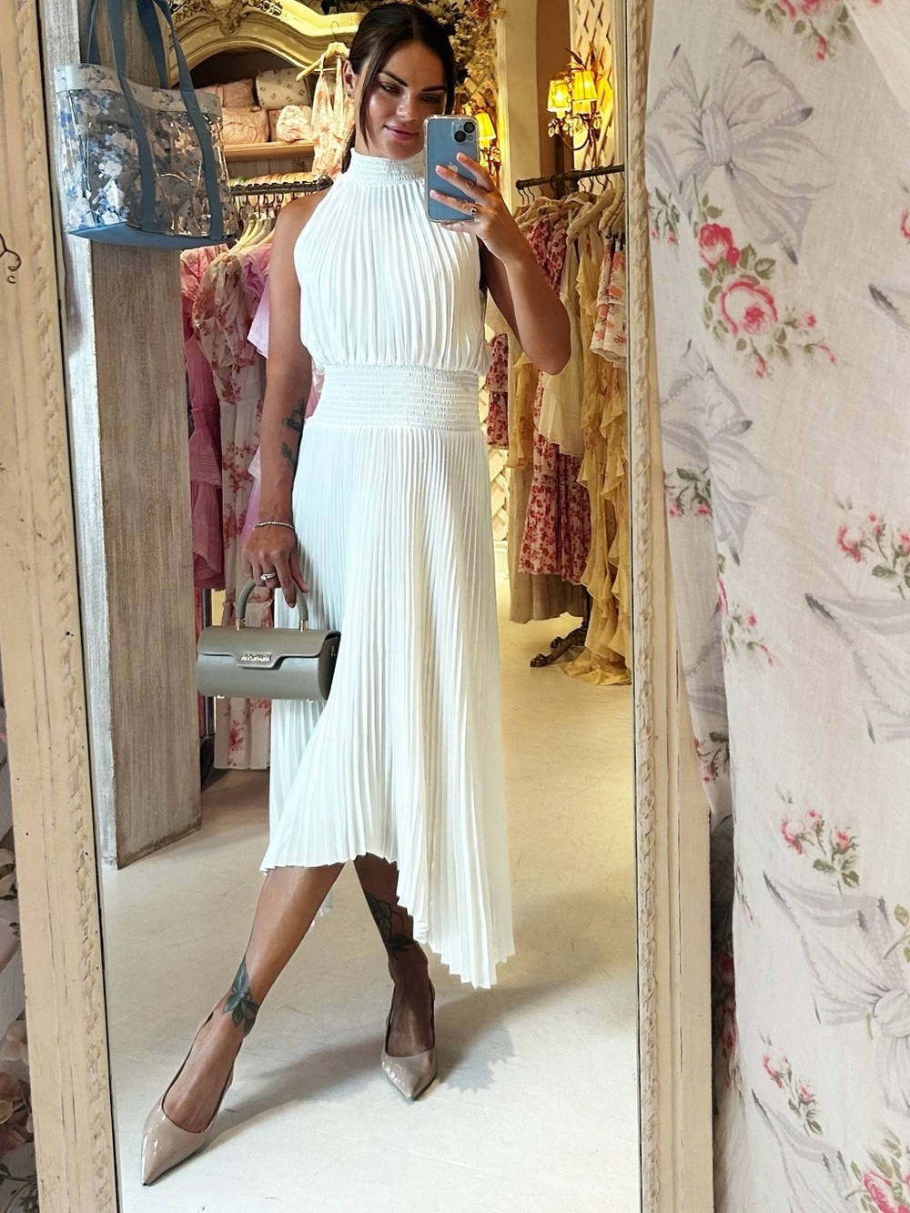 1. State Cream Pleated Halter Jumpsuit